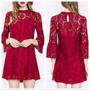 Sugar Lips Wine Floral Lace Dress Small